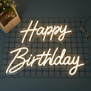 Happy Birthday Neon - Leuchtreklame - LED-Schild - LED-Neonschild - Leuchtreklame Schlafzimmer - Happy Birthday-Schild - Neon-Namensschild - Leuchtreklamen