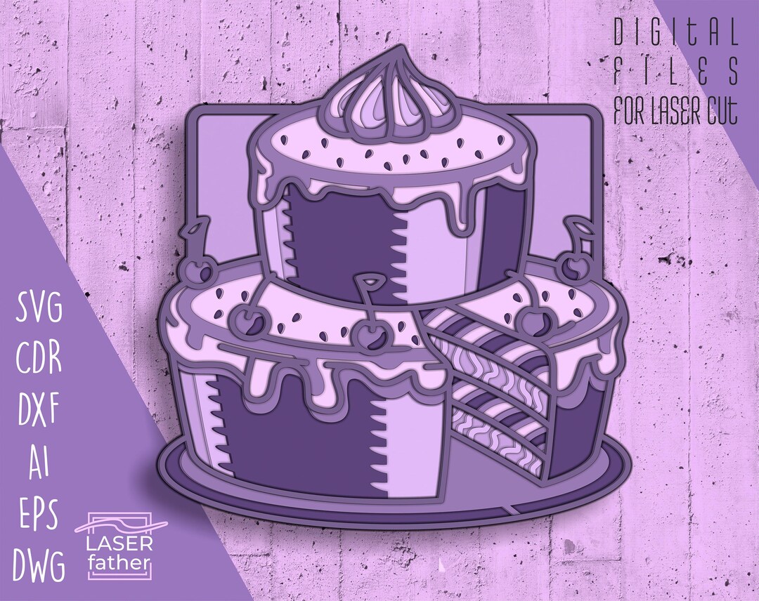Multilayered Cake SVG, AI, CDR Digital Files for Download, 3D Design ...