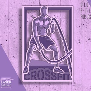 Meerlaagse Crossfit SVG, AI, CDR digitale bestanden om te downloaden, 3D Design For All Laser Machine, Sport Art, Glowforge-sjabloon, Cricut Cut