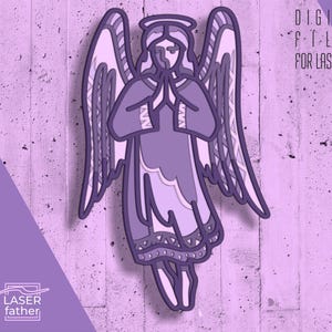 Archivos digitales SVG, AI y CDR de ángel multicapa para descargar, diseño 3D para cualquier máquina láser, arte navideño, manualidades Glowforge, plantilla Xtool