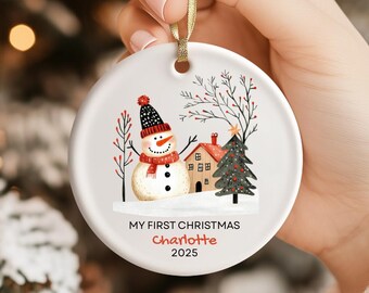 Babys erste Weihnachtsdekoration | Andenken Weihnachtskugel Geschenk Keramik Ornament | Personalisierte 1.Weihnachtsdekoration für Babys