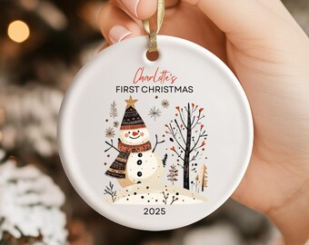 Babys erste Weihnachtsdekoration | Andenken Weihnachtskugel Geschenk Keramik Ornament | Personalisierte 1.Weihnachtsdekoration für Babys