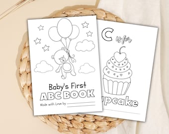 Baby's First ABC Book, ABC Baby Shower Coloring Book, Baby Shower Alphabet Book, Baby Shower Game or Activity, Printable PDF