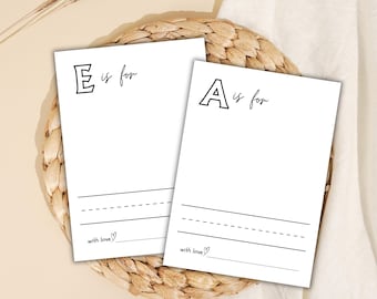 Libro dell'alfabeto vuoto, primo libro dell'alfabeto per neonati, primo libro dell'alfabeto per neonati, attività per baby shower, gioco per gli ospiti del baby shower, download digitale