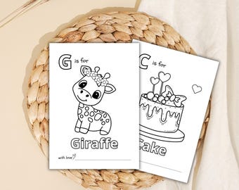 52 Pages ABC Baby Shower Coloring Book, Baby's First ABC Book, Alphabet Coloring, Baby Shower Activity or Game, Digital Download, PDF Format