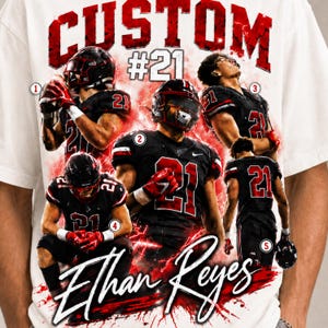 Custom Sofball Player Photo Shirt, Personalized Name and Number TShirt, Football Mom Dad Tee, Team Spirit Gift, Birthday Gift image 2