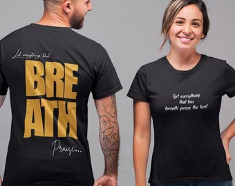 Deja que todo lo que respire Tee, camiseta unisex de algodón, don espiritual, uso diario, ropa cristiana, camiseta motivacional