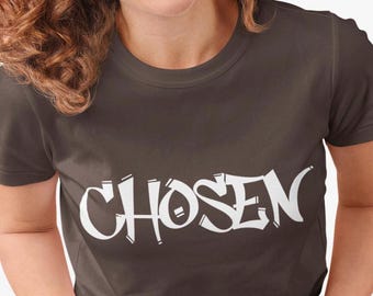 Graffiti 'Chosen' Unisex Heavy Cotton Tee - Streetwear Fashion, Urban Style, Casual Tee, Gift for Him/Her, Everyday Wear, Cool Graphic Shirt