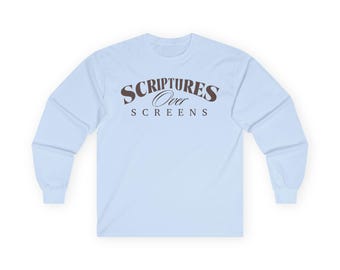 «Escrituras sobre pantallas» - Camiseta unisex de manga larga para conversaciones espirituales, regalos cristianos, ropa con mensajes de fe, inspiradora [...]