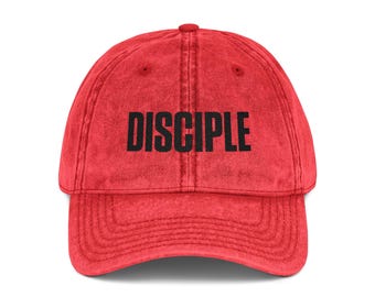 Gorra vintage bordada DISCIPLE / gorra de béisbol roja lavada