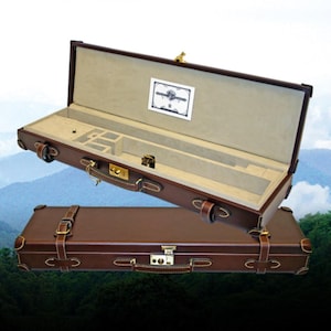 Genuine Brown Leather Covered 20-Gauge Side-By-Side Shotgun Case