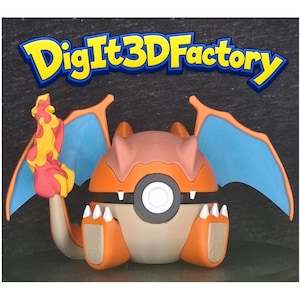 May include: A spherical orange and tan figurine resembling a creature with blue wings, a flame-tipped tail, and a central circular button design. The text DigIt3DFactory is displayed in yellow and blue lettering above the character figure.