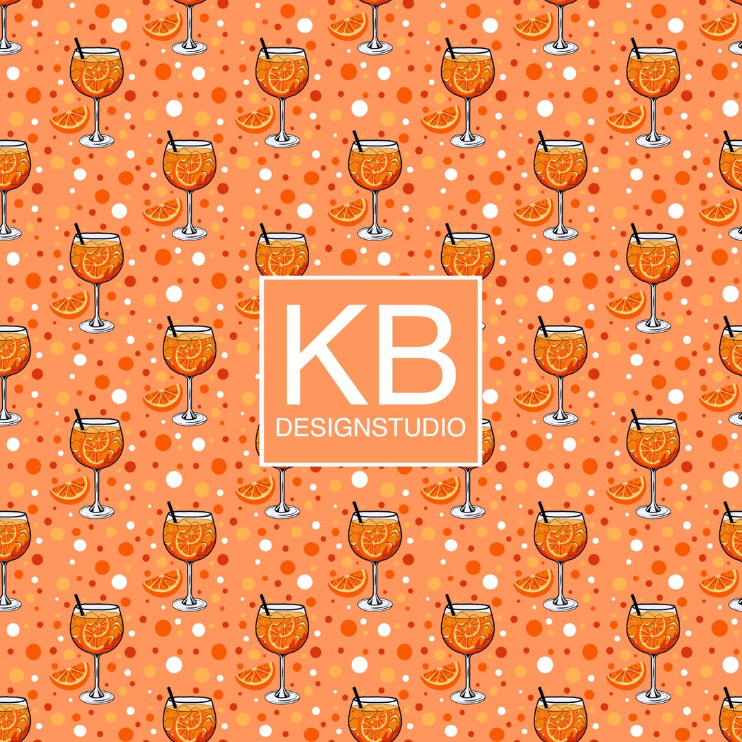 Aperol Spritz Seamless Pattern - Digital Download | 12”x12” | 300 DPI ...