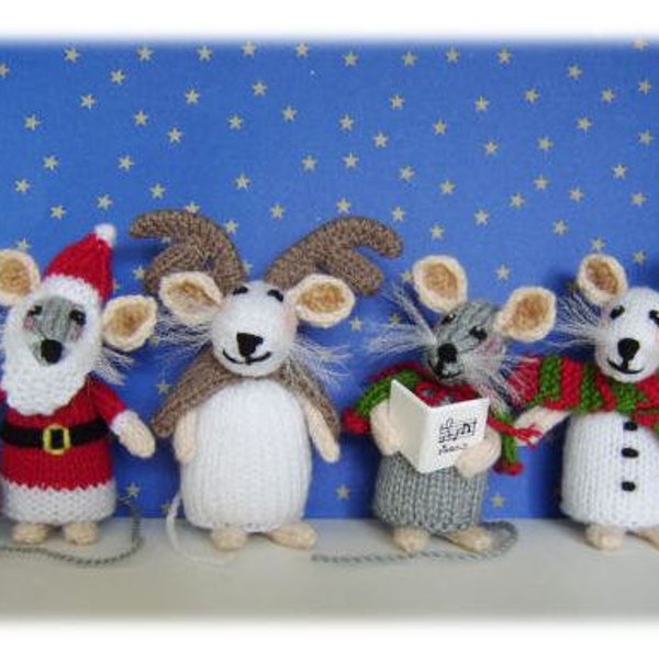 Snow Mice  knitted toy mice  Pattern only IMMEDIATE DOWNLOAD