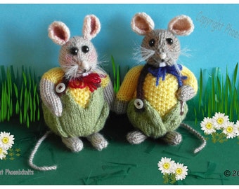 Mr & Mrs Corn Mouse knitted toys  Pattern only IMMEDIATE DOWNLOAD