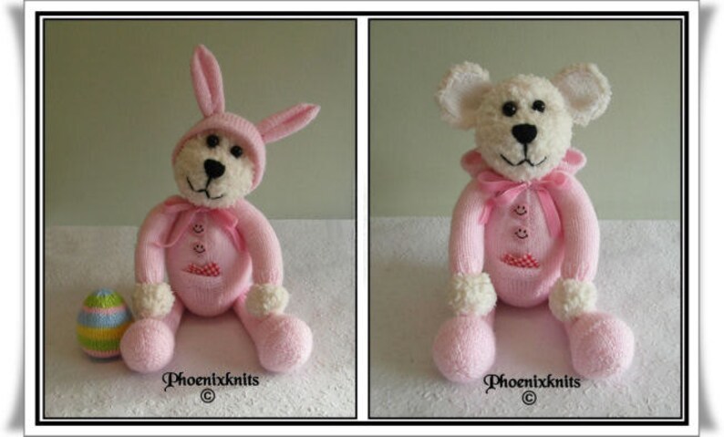 Teddy in a bunny onesie Pattern only IMMEDIATE DOWNLOAD imagem 1