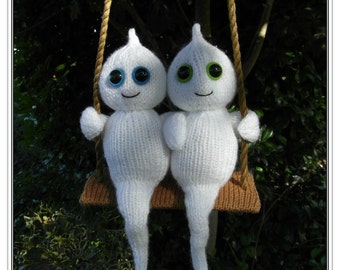 Swinging together forever ghosties cute Halloween ghosts :  Pattern only IMMEDIATE DOWNLOAD