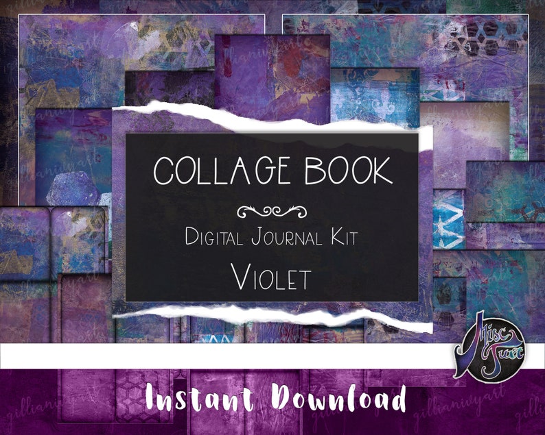 Violet Collage Book Digital Art Journal image 1