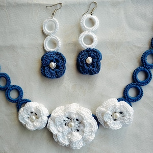 Handmade Crochet Jewelry Set – Boho Necklace & Earrings with Floral Design,Unique Festival Summer Accessories,Custom Color Option