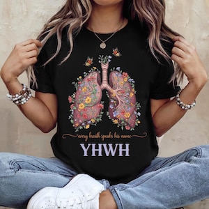 Maglietta "YHWH Lungs Christian Breath Pronuncia il Suo Nome", Maglietta "Fede", Magliette "YHWH Lungs", Magliette cristiane, Nome di Dio