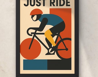 Impression artistique Bauhaus Cycling – Poster vélo minimaliste | Décoration murale vélo moderne | Cadeau pour cyclistes