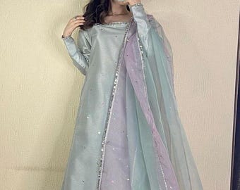 Pakistanischer Shalwar Kameez | Pakistanische Abendkleider | Eid Outfit | Luxus-Outfit | Pakistanisches traditionelles langes Hemd mit Flappers