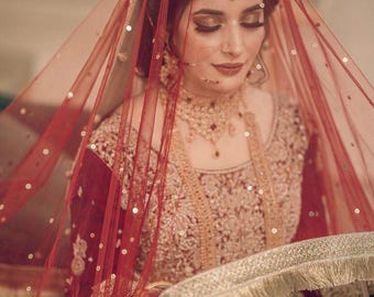 Indian Bridal Dupatta|Nikah dupatta| Net or Organza, Kiran Lace,