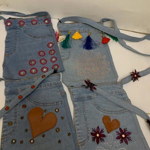 Boho hippie mini bag,cross body bag,Unique upcycled denim bag
