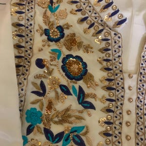 Abito in seta Sheesha ricamato con Dupatta in organza / Abito indiano pakistano immagine 9