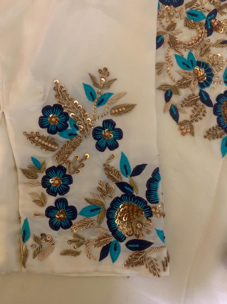 Abito in seta Sheesha ricamato con Dupatta in organza / Abito indiano pakistano immagine 12