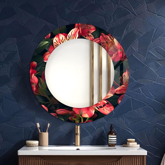 Blumen Spiegel aus gehärtetem Glas: Elegante Wand Kunst Dekor