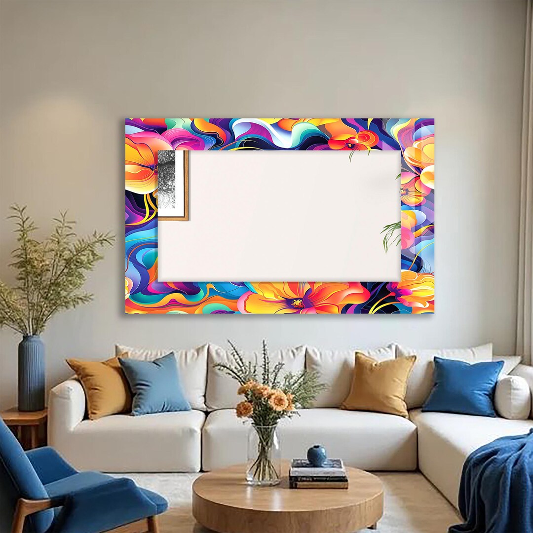 Extra Large Abstract Theme Tempered Glass Mirror: Elegant Wall Decor - Etsy