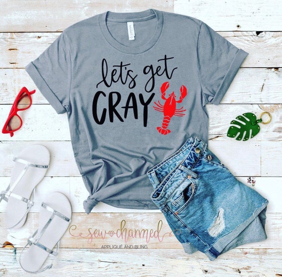 Let's Get Cray Tee, Crawfish Boil Tee, Let's Get Cray Shirt, Soft Comfy Tee, Crawfish Shirt, Grey Soft Crawfish Tee
