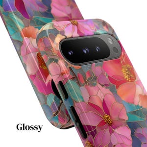 Floral Stained Glass Effect Google Pixel Case 9 9Pro 9A 8 8A 8Pro 7 7A 6A 5A Colorful Pastel Tough Phone Cover Artistic Cute Gift for Her image 3