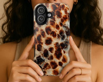 Schildpatt Tierdruck iPhone Hülle, Schildpatt Kunst Tough Phone Cover für 17 Pro Max 16 15 14 13 12, altes Geld ästhetisches Geschenk