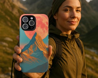 Etui na iPhone'a z motywem księżyca i góry Tough Nature Art Phone Cover 16 Pro Max 15 14 13 12 Scenic Landscape Gift for Her