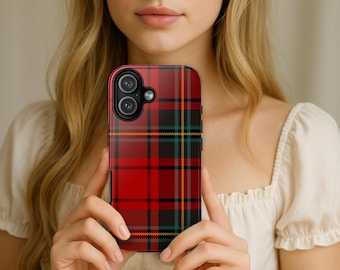 Red Plaid iPhone Case, Tartan Christmas Holiday Preppy Phone Cover for 17 Pro Max 16 15 14 13 12 Old Money Aesthetic Gift for Her or Friend
