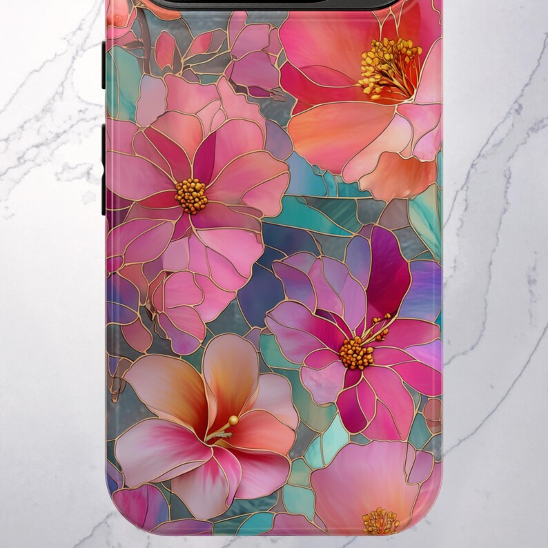 Floral Stained Glass Effect Google Pixel Case 9 9Pro 9A 8 8A 8Pro 7 7A 6A 5A Colorful Pastel Tough Phone Cover Artistic Cute Gift for Her image 6