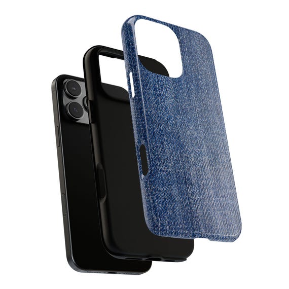 Denim iPhone Case for 17 Pro Max 16 15 14 13 12, Tough Jeans
