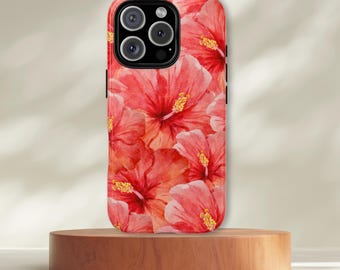 Hawaiian Pink Hibiscus iPhone Case 16 Pro Max 15 14 13 12 Cute Floral Summer Beach Phone Cover Tropical Hawaii Aesthetic