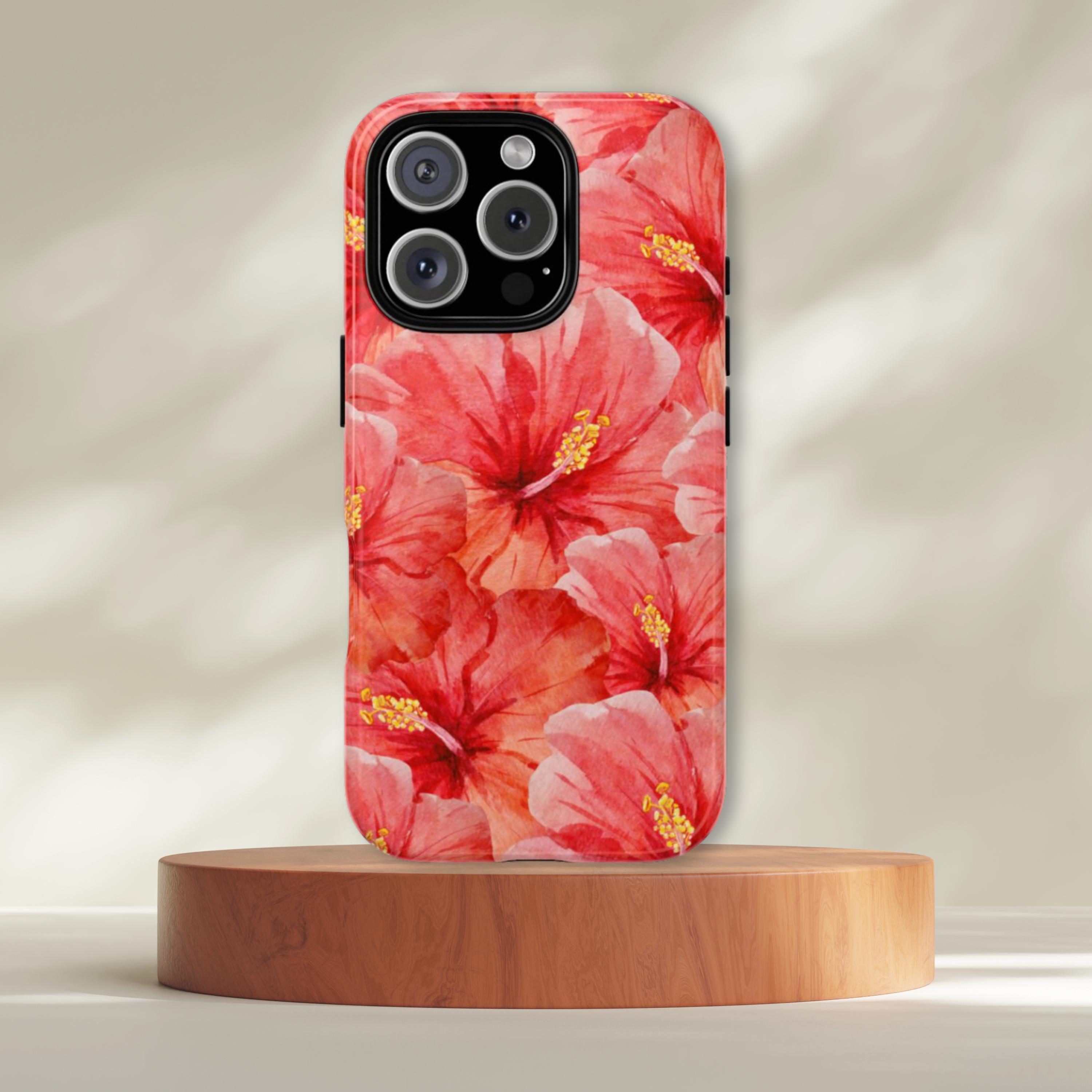 Hawaiian Pink Hibiscus iPhone Case 16 Pro Max 15 14 13 12 Cute