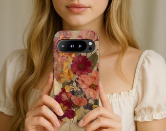 Pressed Flower Print (No Real Flowers) Phone Case for Google Pixel 9 8 7 6 5 4 Samsung Galaxy S25 S24 S23 S22 S21 S20 Poppy Floral Nature