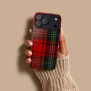 Rot karierte iPhone Hülle, Tartan Weihnachten Urlaub Preppy Handyhülle für 17 Pro Max 16 15 14 13 12 altes Geld ästhetisches Geschenk für Sie oder einen Freund Bild 2