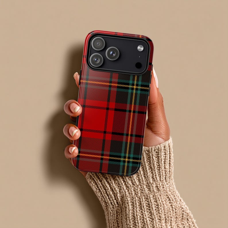 Rot karierte iPhone Hülle, Tartan Weihnachten Urlaub Preppy Handyhülle für 17 Pro Max 16 15 14 13 12 altes Geld ästhetisches Geschenk für Sie oder einen Freund Bild 2