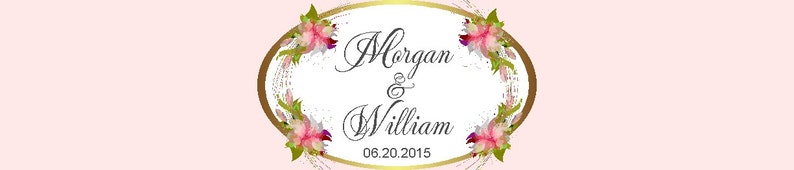 350 Water Proof Water Bottle Labels for a Wedding Personalized Gold Blush Flowers
