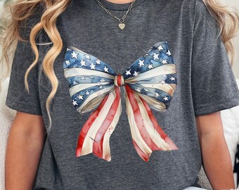 Coquette 4th of July Shirt, Coquette USA Flag Shirt, American Flag Shirt, 4th July Party Shirt, American Shirts, Trendy Summer Shirts 603212