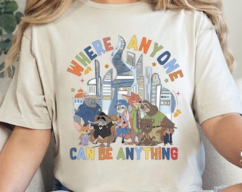 Disney Zootopia City Skyline Shirt, Where Anyone Can Be Anything Tee, Nick Wilde Judy Hopps Animal Kingdom Shirt, Disney Zootopia Tee 604533