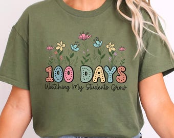 Floral 100 Days of School Watching My Students Grow Shirt, Teacher Appreciation Tee, Teacher Life Shirt, 100 Days of School Shirt 604373