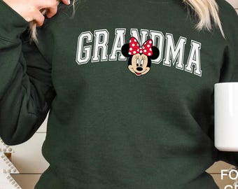 Grandma Grandpa Mickey Minnie Disney Sweatshirt, Family Disney Trip Hoodie,Disney Vacation Sweatshirt, Matching Grandparents Crewneck 604012