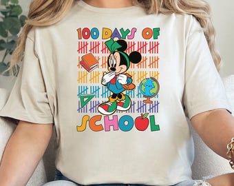 Disney Mickey or Minnie 100 Days Of School Shirt, Disney School shirt,100 Days Celebration Shirt, Teacher Gift, Mickey School Shirt, 602456